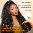 Human Crochet Hair for Black Women 14inch 60g Pre Separated 50Strands Deep Wave Feather Crochet Human Hair Extensions Invisible Miracle Knots Boho Crochet Hair Human Hair Crochet Bundles