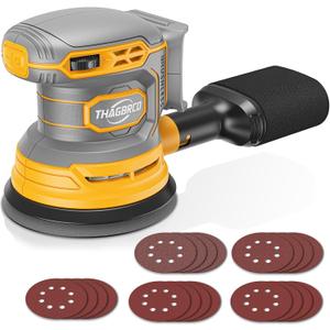 Cordless Orbital Sander Compatible For Dewalt 20V 60V, Electric Orbit Sander with Brushless 12000 RPM 6 Variable discs Speed Sander Machine With Dust Collector for Woodworking Sanding (No Battery)