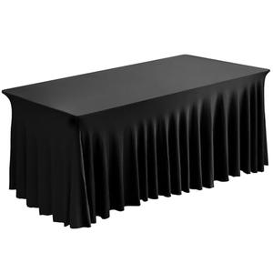 Fixwal Table Skirt, for Rectangle Tables 6ft, Table Covers for 6 Foot Tables, Tulle Skirt, Black Spandex Covers for Folding Table (2)
