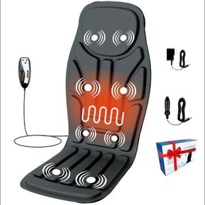 Remote Control Heated Massage Cushion, 8-Vibration Motor Back Massager, Ergonomic Design for Office Chair, Car Seat, and Home Use