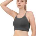 Double Couple Women Y Back Sports Bras for Women Thin Strap Workout Fitness Gym Yoga Fitness Bra (Large, Black White Gray)