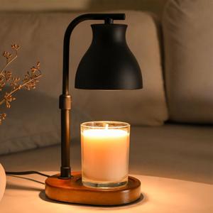 SOKCVSEA Candle Warmer Lamp - Candle Lamp Warmer with Timer Height Adjustable, Birthday Gifts for Mom Women, House Warming Gifts New Home Decor, Wax Melt Warmer with 2 Bulbs A.Black