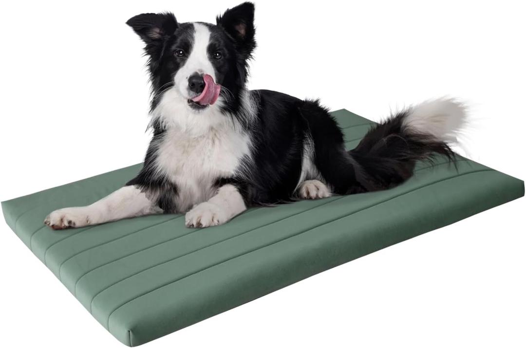 BALANCE Dog Crate Bed, Orthopedic Dog Bed Pad with Waterproof Liner, Washable Crate Foam Pet Mat for Large, Medium, Puppy Dogs Breeds, Mint Leaf, 42"x28"x2"