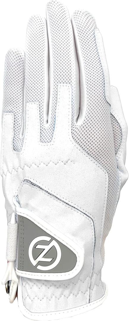 Zero Friction Women's Compression-Fit Synthetic Golf Gloves, Universal Fit (White)