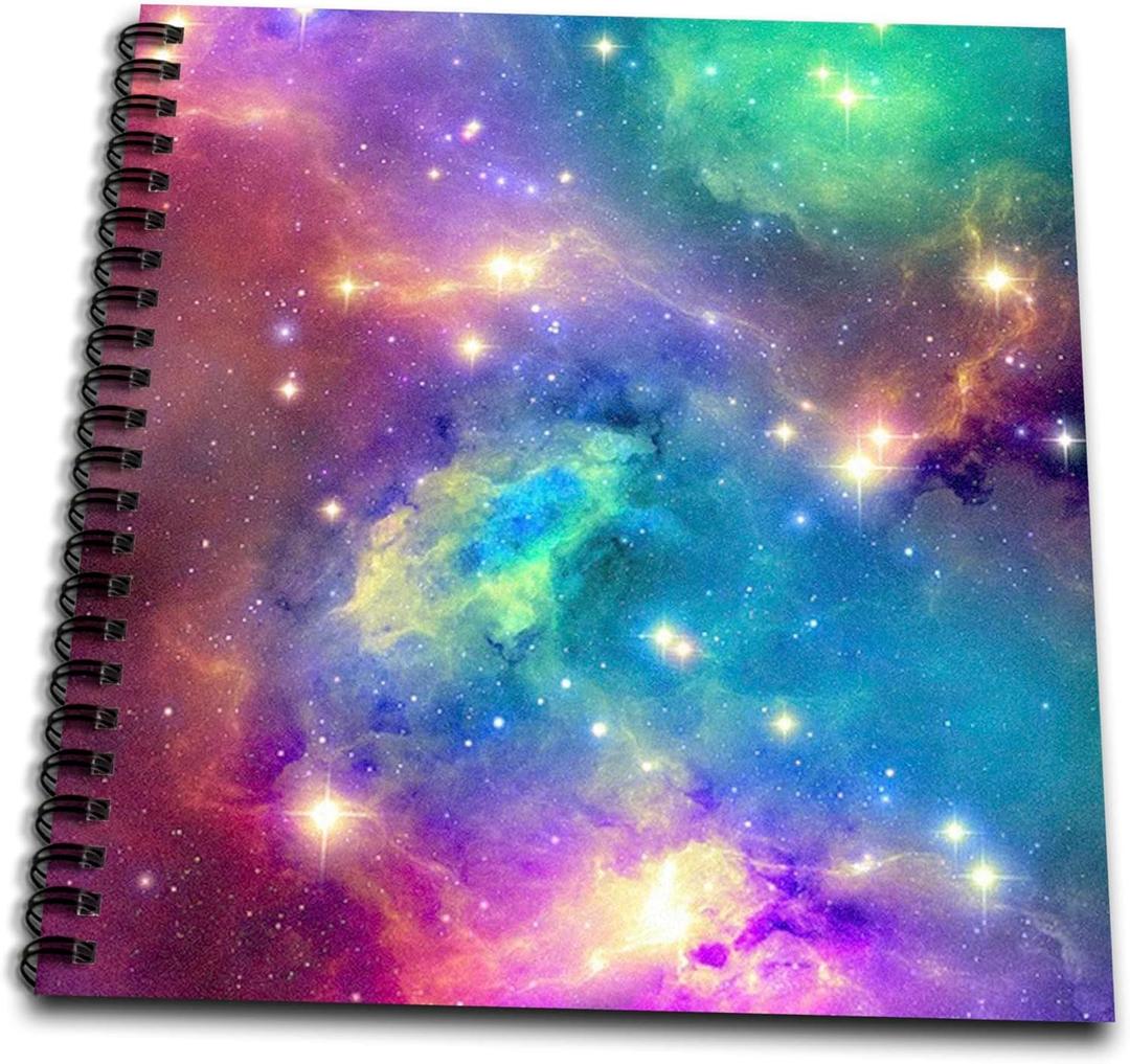 3dRose db_112155_1 Colorful Galaxy-Drawing Book, 8 by 8"