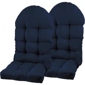 Adirondack Chair Cushion, Rocking Chair Cushion 44x19.4x4 inch, High Back Patio Cushions of Upper and Lower with Ties, Sunscreen and Fade-Resistant (Dark Blue, 2)