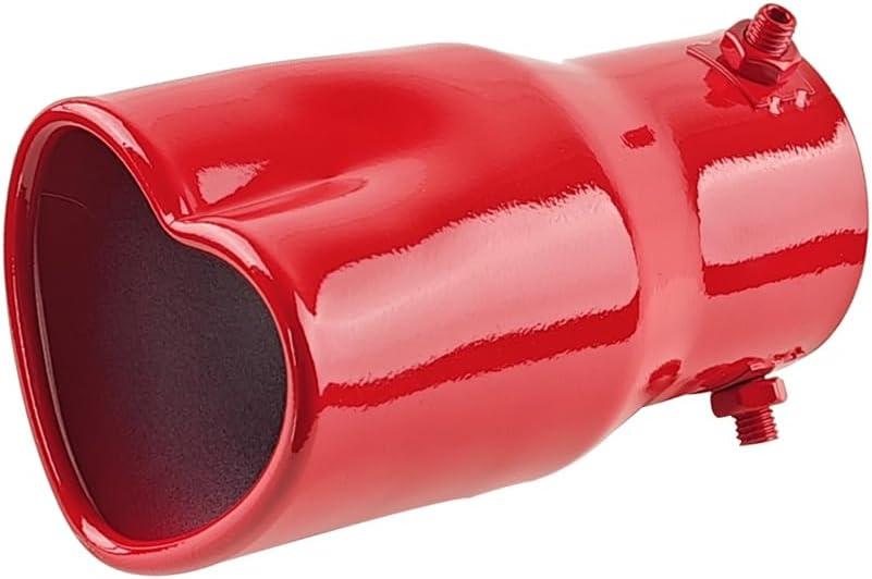 2.5" to 2.8" Car Exhaust Tip, 2.5" Inlet 2.8" Outlet 5.39" Long Stainless Steel Heart-Shaped Surface Polished Exhaust Tailpipe Tip, Rolled Edge Bolt on Diesel Pipe, Universal Fit (Red)