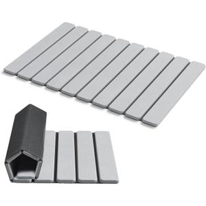 AWW Foldable Stone Bath Mat, Quick Dry Diatomaceous Earth Bath Mat with Non-Slip Mat, Super Absorbent, Easy to Clean, Compact for Small Bathrooms, 23.6 x 15.5, Light Grey