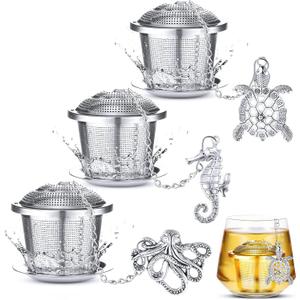 Tea Infusers for Loose Tea 3 Sets Loose Leaf Tea Steeper Tea Strainer Stainless Steel Tea Ball for Loose Tea Holder Tea Mesh Strainer Tea Filters with Drip Trays and Pendant (Aquatic Creatures Style) Tea Infusers for Loose Tea 3 Sets Loose Leaf Tea Steeper Tea Strainer Stainless Steel Tea Ball for Loose Tea Holder Tea Mesh Strainer Tea Filters with Drip Trays and Pendant (Aquatic Creatures Style)