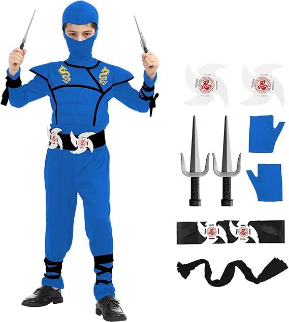 Bad boy league Kids Ninja Costumes Set Dragon Ninja Costume Halloween Ninjas Cosplay Suit for Boys Girls Halloween Party, Size: Kids-XL-10/12T
