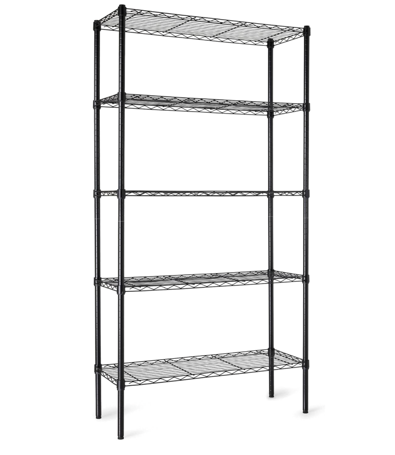 5-Shelf Adjustable Heavy Duty Steel Wire Storage Shelves for Garage, Kitchen, Easy Assembly,