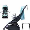 Stroller Bumper Bar Adjustable Angle Replacement Armrest Detachable Stroller Bar Handlebar Crossbar Stroller Accessory Dual-Mode Open with Black Smooth Leather Cover