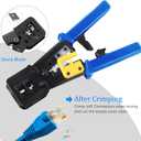 RJ45 Crimp Tool Cat6 Cat5e Cat5 Ethernet Crimper Kit for RJ45 RJ12/11 Pass Through Connectors with 50pcs rj45 Cat6 Pass Through Connectors, 50pcs Covers, Wire Stripper; Network Cable Tester
