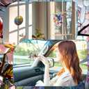 Patelai 6 Pcs Acrylic Butterfly Suncatcher Ornament Faux Stained Glass Butterfly Gifts for Women Colorful Hummingbird Cardinal Suncatcher Window Hanging Decor for Home Spring Summer Nature Lover