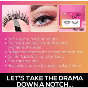 Andrea Strip Lash False Eyelashes Style 105 - Black, Lightweight, Reusable Natural Lashes for Everyday or Glam Looks, Pack Of 4