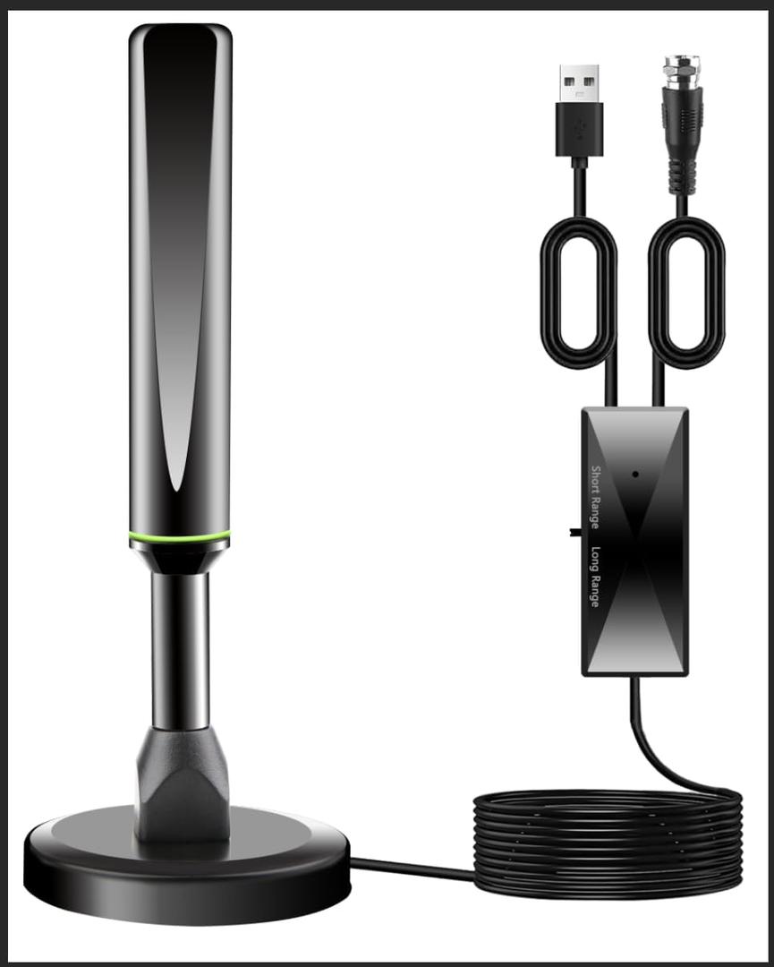 TV Antenna for Smart TV Indoor, 2025 HD Antenna with Strong Magnetic Base, 360&Long Range Reception TVs Antenna for Local Channels, Easy Setup Antennas for TVs Without Cable (Green)