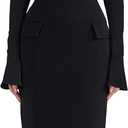 YMDUCH Women's Sexy Long Sleeve Sweetheart Neck Back Slit Bodycon Party Tight Midi Pencil Dress (Medium, Black)