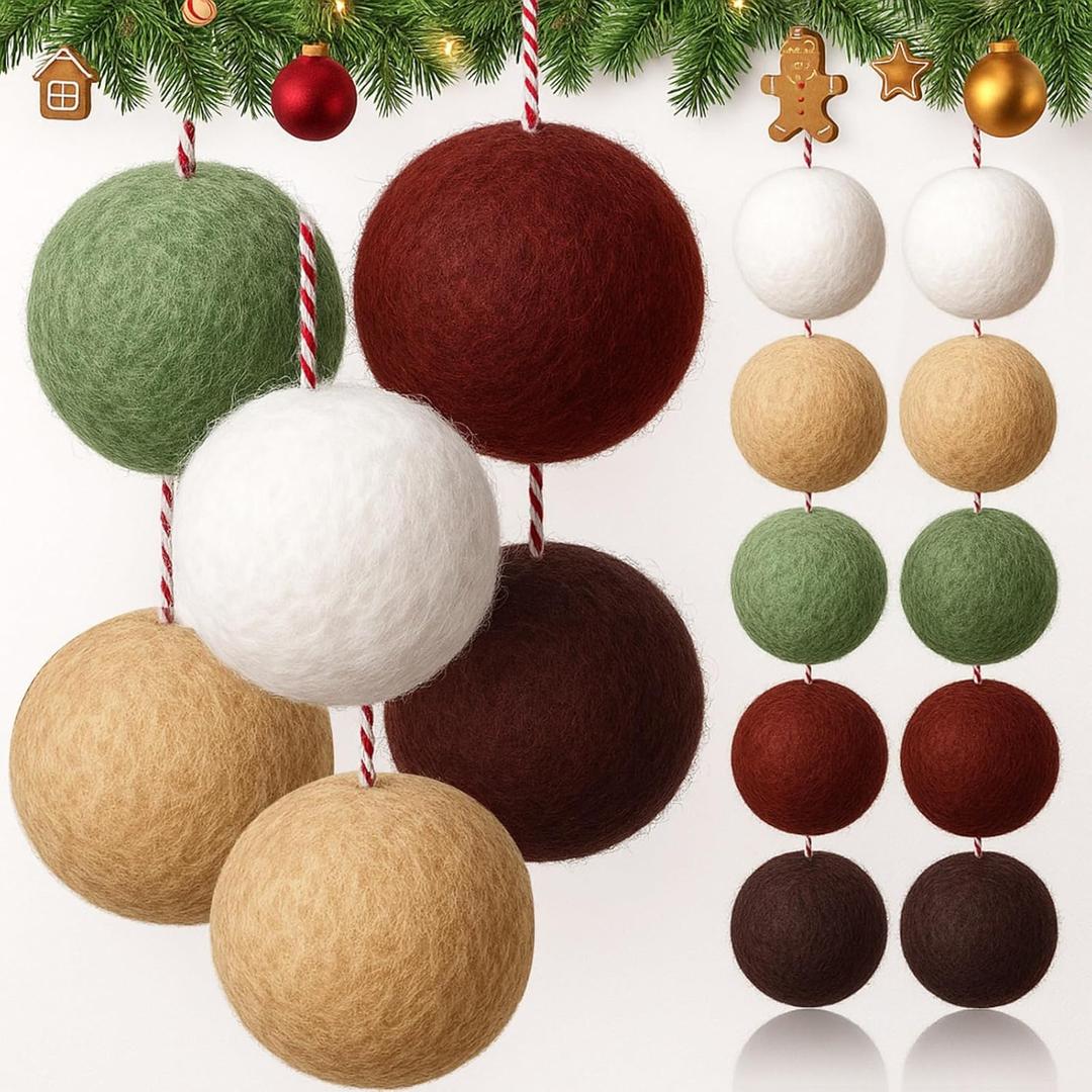 36 Pcs Wool Felt Balls Christmas Ornaments 1.57 Inch Christmas Tree Decorations Pompom Decoration DIY (Multicolor)