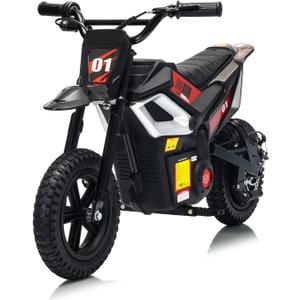 Electric Dirt Bike for Kids 10-12 Years, 350W Motor 14MPH Off-Road Motorcycle, 12" Fat Tire & Suspension, 24V Rechargeable Battery, 130lbs Load, Ideal Teen Boys Gift (Black)
