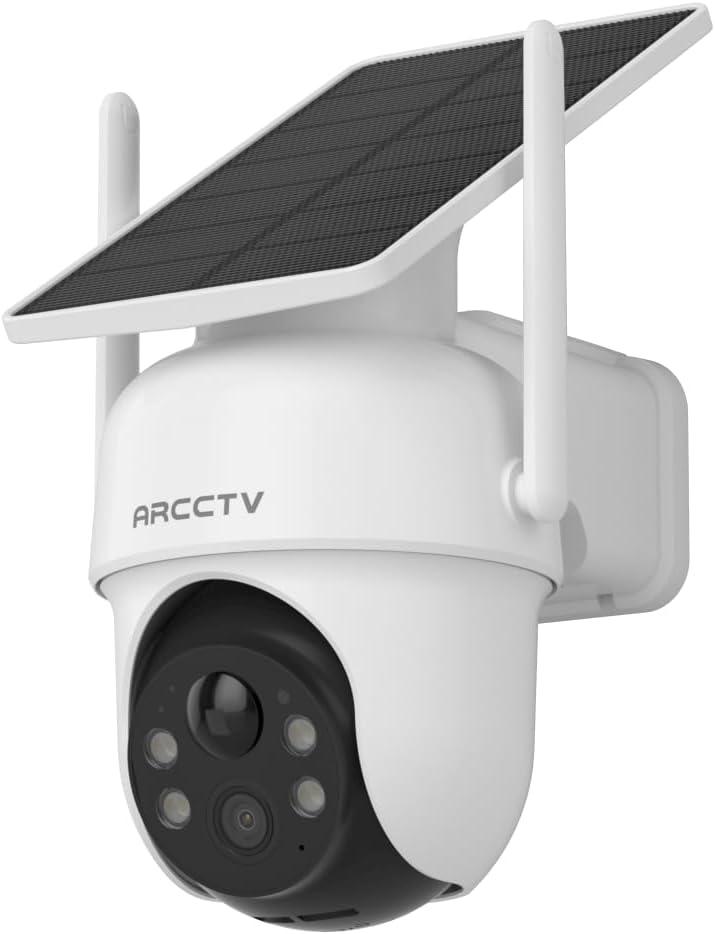 ARCCTV Solar Security Cameras Wireless Outdoor, 4MP 360 View Battery Powered Cam, Spotlight Night Vision, 2-Way Audio, 2.4G/5G Dual Band WiFi, PIR Motion Alert, Suitable for Q4 Camera Kit