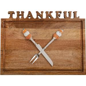Mud Pie Thanksgiving Thankful Carving Board Set