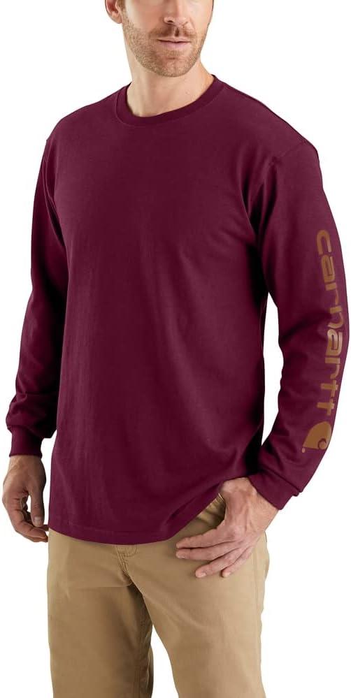 Carhartt Men's Loose Fit Heavyweight Long-sleeve Logo Sleeve Graphic T-Shirt (X-Large)