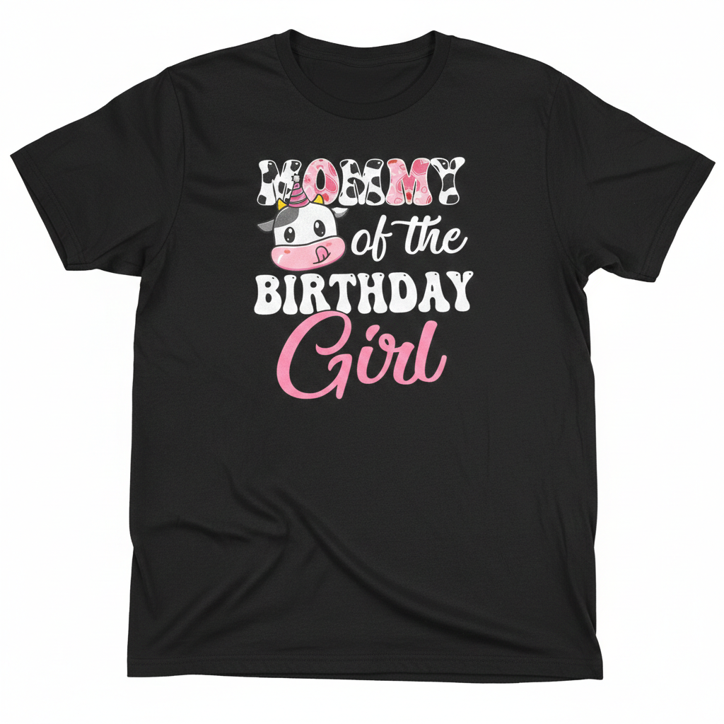 Mommy of The Birthday Girl Farm Cow 1St Birthday Girl T-Shirt L