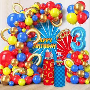 Video Game Balloon Arch Kit, Cartoon Hedgehog Theme 3rd Birthday Party Decorations for Cartoon Hedgehog Carnival Circus Theme Birthday Party Baby Shower Decorations