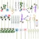 Hoteam 26 Pcs DIY Wildflower Garland Artificial Hanging Flower Backdrop Set Fake Rose Poppy Wild Flower Decor from Ceiling for Wedding Baby Shower Party Birthday Home Garden (White,Blue,Pink)