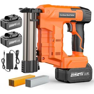 Nail Gun Cordless with Battery 4.0Ah2, 2-in-1 18 Gauge Brad Nailer & Stapler, Dual Mode Electric Nailer with 1600 Nails and Staples for Woodworking, Home Repairs & DIY