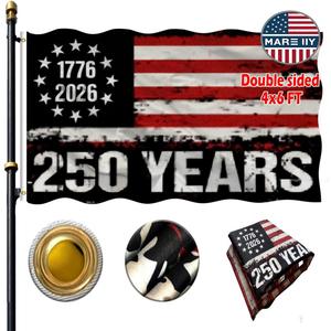 VOLTA Black American Flag 4x6 ft for 250th Anniversary - Double Sided Heavy Duty Outdoor Flag, 3-Ply UV Fade Resistant with Brass Grommets, 1776-2026 USA Freedom Banner for Yard & Indoor Decor