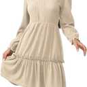 Alaster Queen Women's Autumn Dress Elegant Festive Winter Autumn Dress V-Neck Long Sleeve Short Knitted Dress Blouse Dress Party Dress Mullet with Pockets Autumn Dress, Small