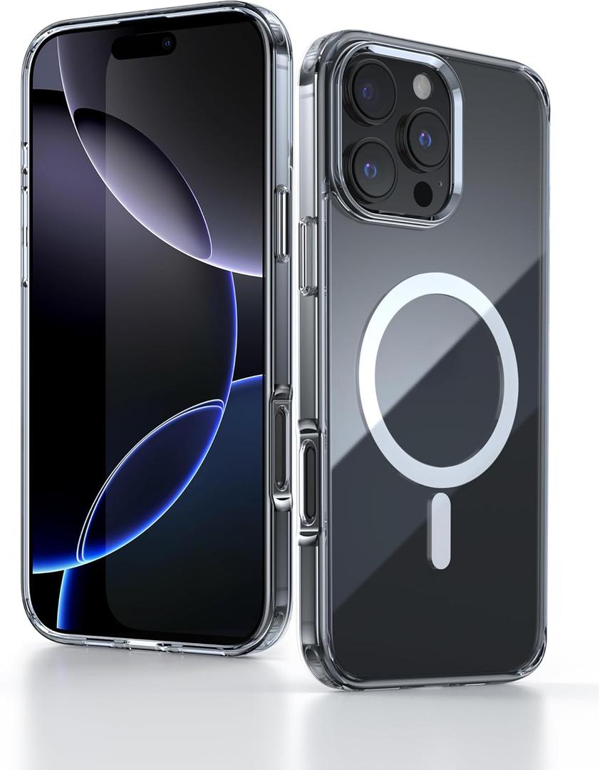 2 Pack for iPhone 16 Pro Max Luxe Grip,18N Strong Magnetic Attachment, Shockproof Military-Grade Protection, Crystal Clear