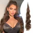 Ponytail Extension Flexible Wrap Around Ponytail Hair Extensions 32 Inch Long Curly Pony Tails Hair Extensions Wavy Hair Ponytails Hairpieces For Women Daily Use (8#(Brown))