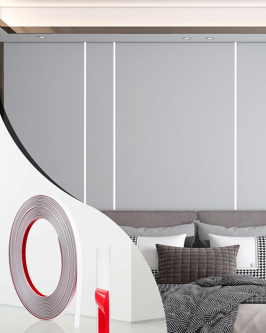 20Ft Peel and Stick Trim, Width 0.25" Waterproof Molding for Walls Edges, Borders, Window Frames, Backsplash Tiles, Flexible and Self Adhesive Trim, White