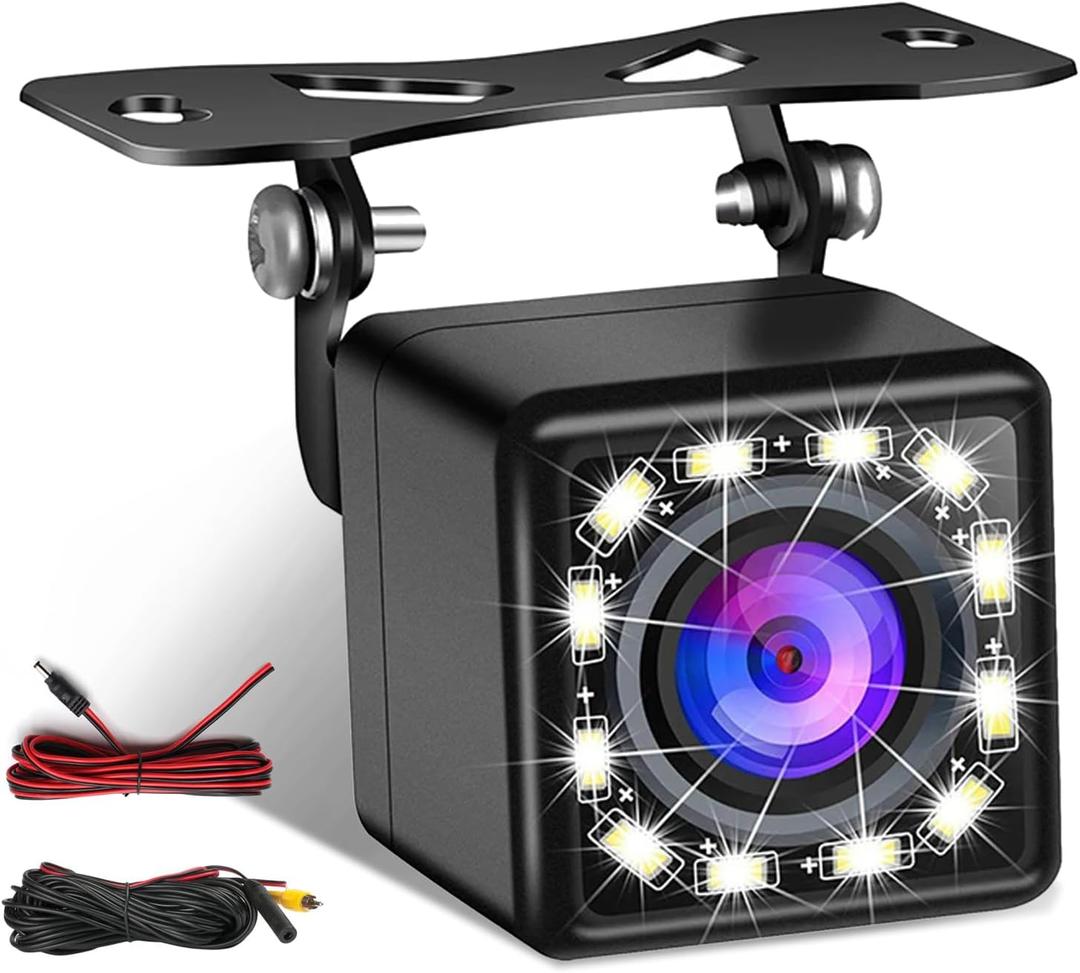 Waterproof Car Rear View Camera 170 Wide Angle HD CCD 12 LED Night Visions Backup Reversing Parking Cameras Car-Styling for Universal Cars, SUV, Trucks, RV and More