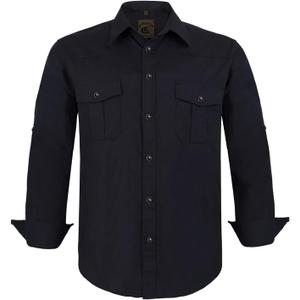 COEVALS CLUB Men's Western Cowboy Long Sleeve Pearl Snap Casual Work Shirts (Small, Black)
