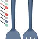 Coukre 2 Pack Silicone Spatula Set, High Heat Resistant, BPA Free Kitchen Spatula, Solid & Slotted Turner for Non-Stick Pans, Sautéing, and Flipping (2, PureDarkBlue)