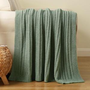 BATTILO Sage Green Throw Blanket, Fuzzy Soft Green Throw Blankets, Warm Lightweight Knit Blanket for Bed, Sofa, Spring Home Decor, 50"x60"