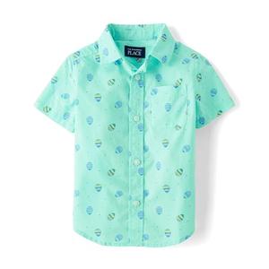 The Children's Place,Baby Boys,and Toddler Poplin Short Sleeve Button Down Shirt,Easter Egg Mint,4 Years