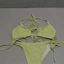 Women's Cinched Bikini Solid Color Wave Textured Knotted Tied Side Two Piece Swimsuit Bathing Suits, Color Green, Size: S