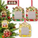 Thyle 3 Pcs Christmas Picture Frame Ornaments Metal Xmas Hanging Photo Frame with Pendants 2025 Holiday Keepsake Gifts for Christmas Tree Home Hanging Decor Holiday Party Favors