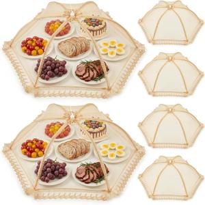 LemonRoad Extra Large Mesh Food Covers for Outdoors, Pop up Food Tent Covers, Collapsible Reusable Dish Nets for Picnic, Bbq, Party, Buffet Table, Protect from Bugs (6 Pack,32 x 32 Inch)