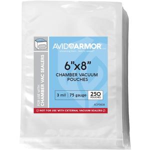 Avid Armor Chamber Vacuum Sealer Bags 6x8" 250 Pack Heavy Duty Commercial Grade, BPA-Free Pouches for Sous Vide, Food Preservation, Meat Storage, Freezing, and Long-Term Storage