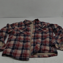 Men's Sherpa Lined Cotton Flannel Shirt Jacket Plaid Button Up Jacket Coat for Men with Pocket, M Red Line