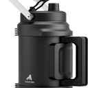 64 oz Insulated Water Bottle for Gym: 2-in-1 Straw Spout Lid, Dual Handle, Leakproof, Keep Cold 36H, Half Gallon Stainless Steel Water Jug for Travel, Hiking, Cycling, Park, Workout, Picnic (Midnight)