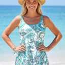 ROSEWE 2025 Tankini Swimsuits for Women, Two Piece Bathing Suits with Shorts, Modest Tank Top Swim Dress (Blue, L)