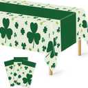 QZYL 3 Pack St Patricks Day Decorations, 108" X 54" St Patricks Day Tablecloth, Disposable Plastic Shamrock Green Tablecloths Grass Table Cover, Irish Holiday Table Cloth for Shamrock Party Supplies