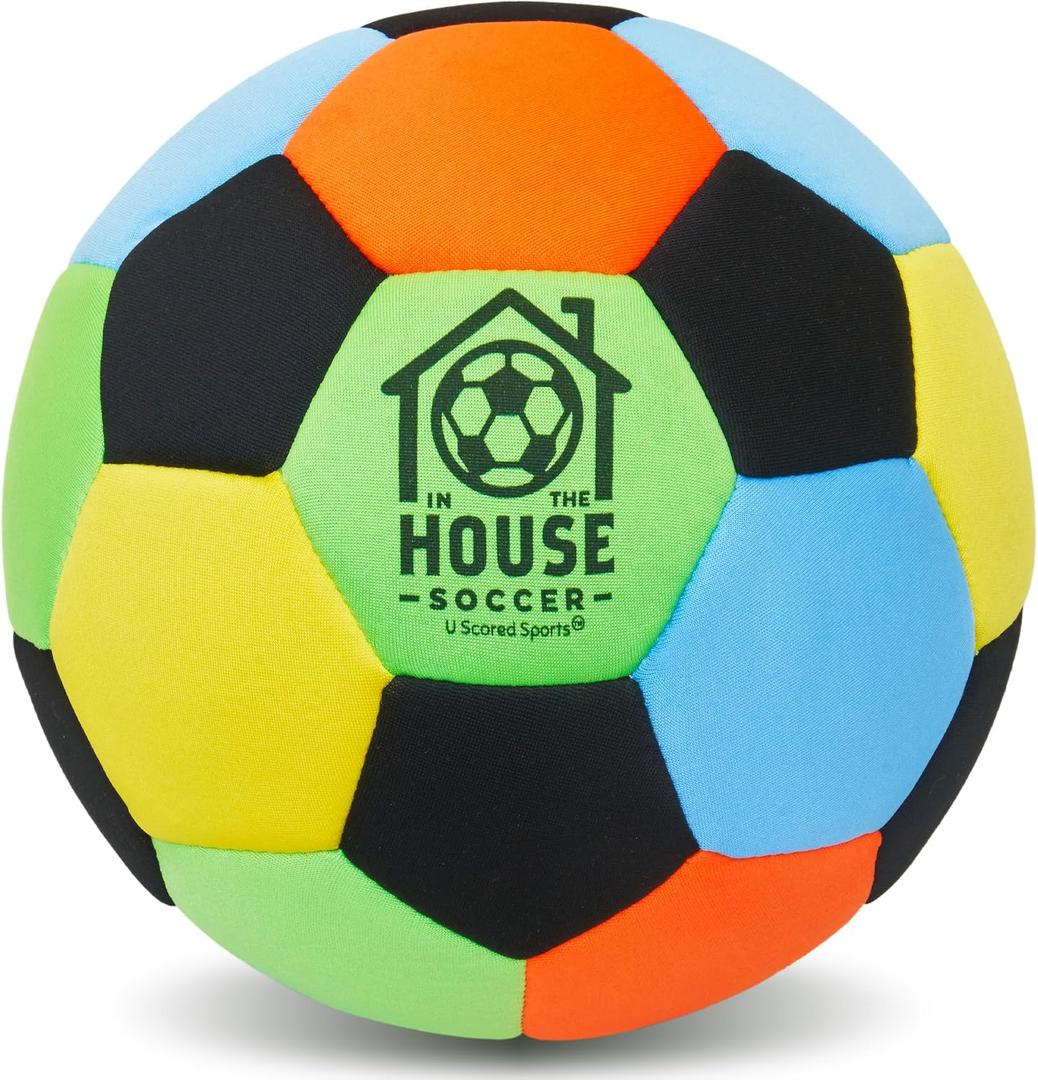 in The House Soccer Ball - Indoor Size 4 Padded Soccer Ball for Girls (Ages 3+), Boys (Ages 3+) & Adults - Bring Soccer Practice Home - Perfect for Juggling - Gift for Soccer Player Brilliant Bright