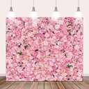 Pink Rose Flowers Wall Backdrops 10x8ft Graduation Flowers Wall Party Backdrop for Girls Birthday Princess Tea Party Wedding Bridal Shower Anniversary Ceremony Cake Table Decoration Supplies (Brown)